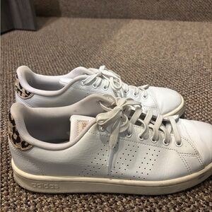Adidas Women's White Sneakers with Leopard Detail